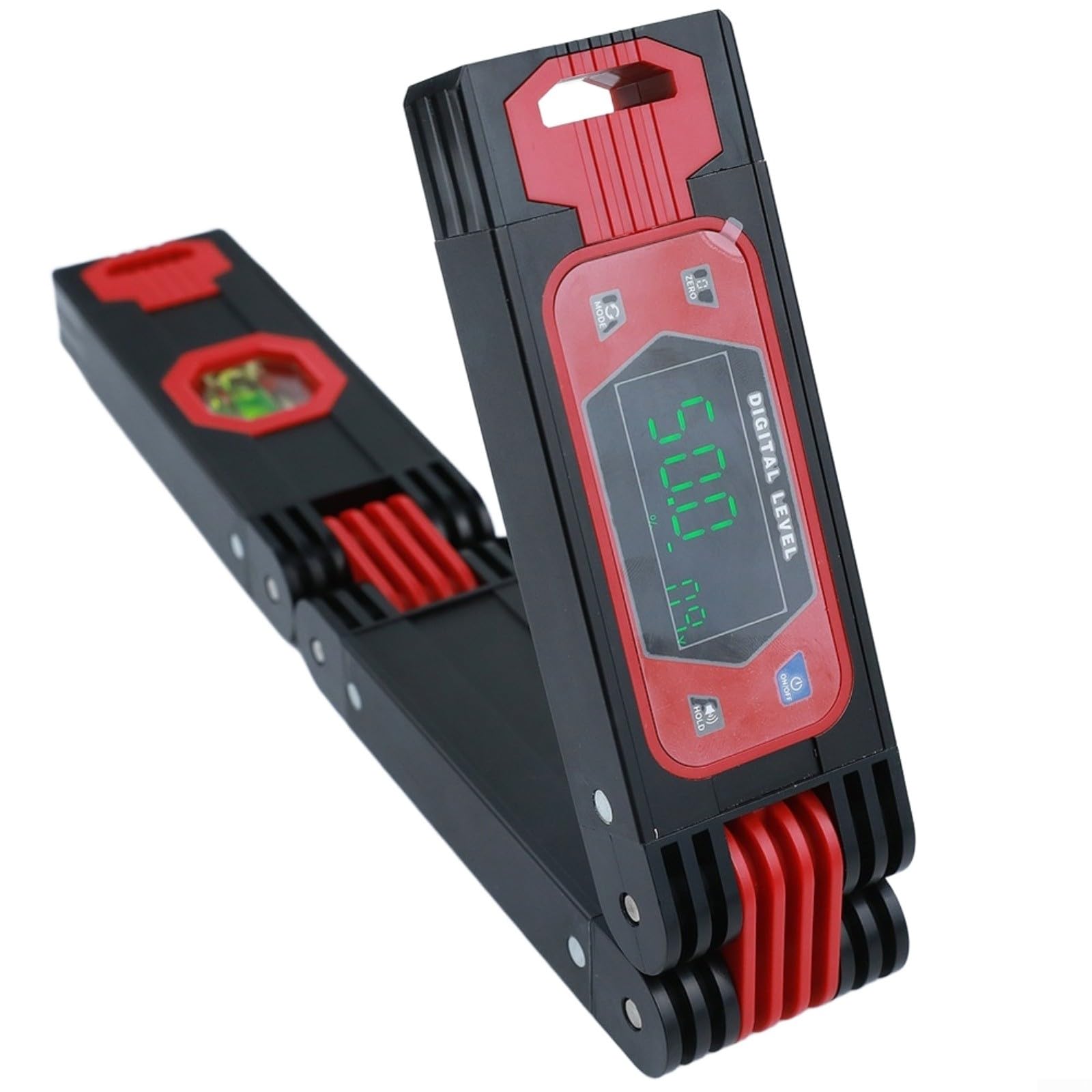 KiraKira Trójskładany cyfrowy inklinometr z silnym magnesem, czujnik kąta X/Y ° 60° i ekran LED do obróbki drewna, czerwony