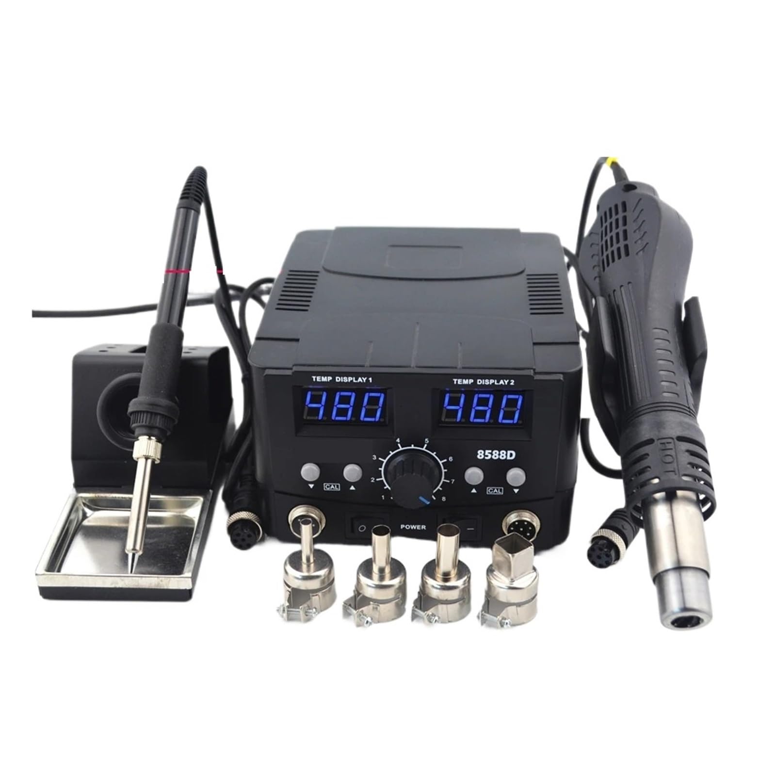 800 W 2 1 Cyfrowa Stacja Lutownicza ESD Hot Air Gun Spawanie Lutownicą Do Rozlutowywania SMD Wydajna Lutownica(8588D)