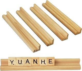 Yuanhe Scrabble Letter Tile Holders - Wooden Scrabble Rack Tray Set of 4, for Crafts and Game Stands