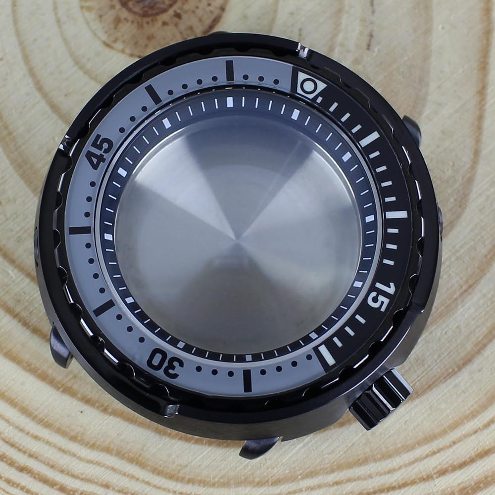 Cassa per Orologio Nera da 47 mm con Vetro Zaffiro Impermeabile, Corona a Ore 3.8 per Modelli NH35/NH34/NH36/NH38 (BlackChapterRing)