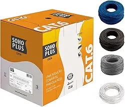 25 Metros De Cabo Rede Cat6 SohoPlus Furukawa 100% Cobre COR:PRETO