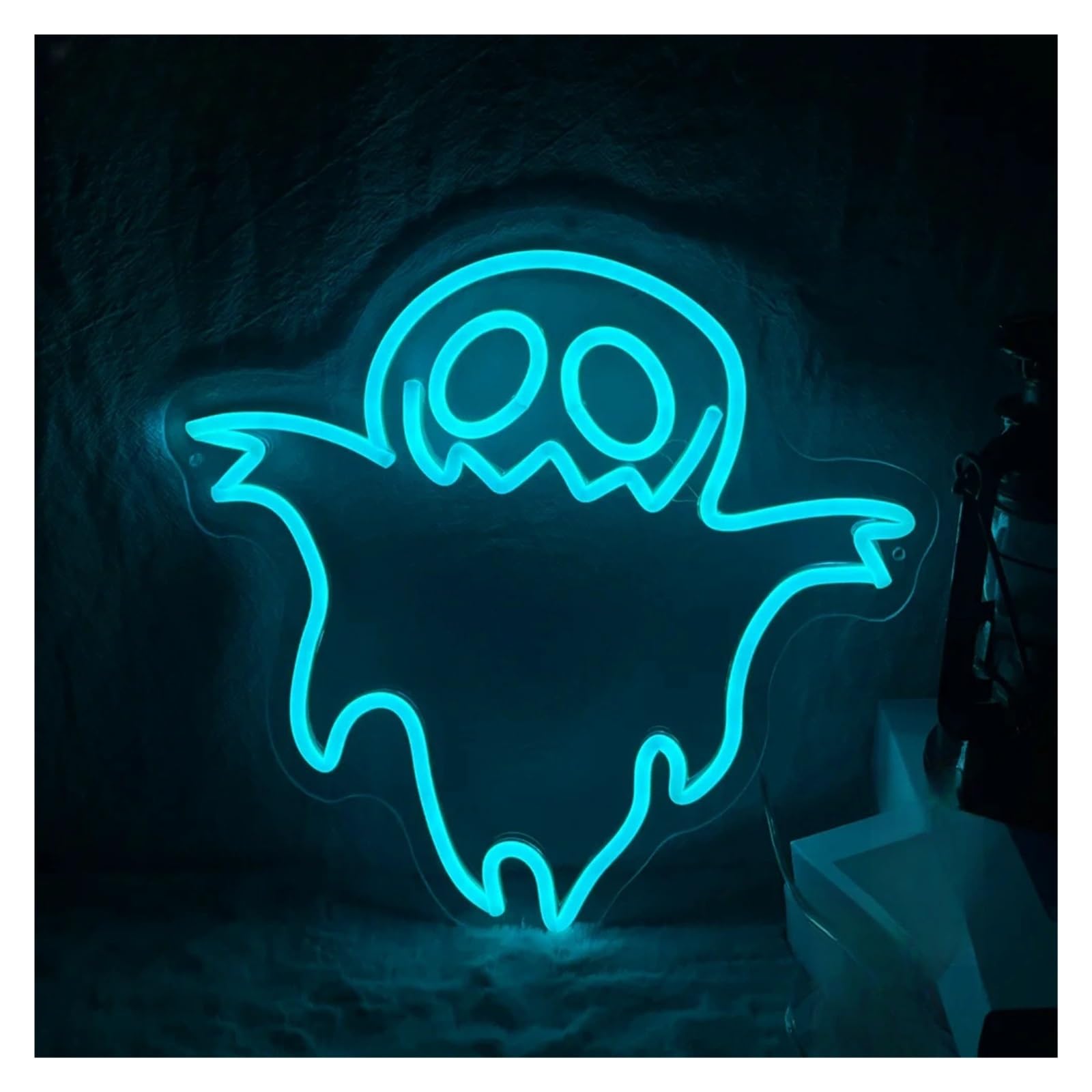 LEMST Signs Lamp Ghost Neon Signs USB Powered Neon Lights Adjustable Brightness, Suitable for Window Decor Commercial Signs 40cmx40.5cm