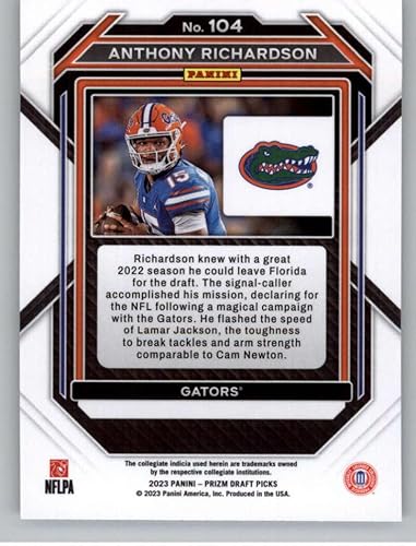 Miniatura 2 de 2023 Panini Prizm Draft Picks #104 Anthony Richardson Florida Gators RC Rookie Card Official NCAA Football Card in Raw (NM or Better) Condition