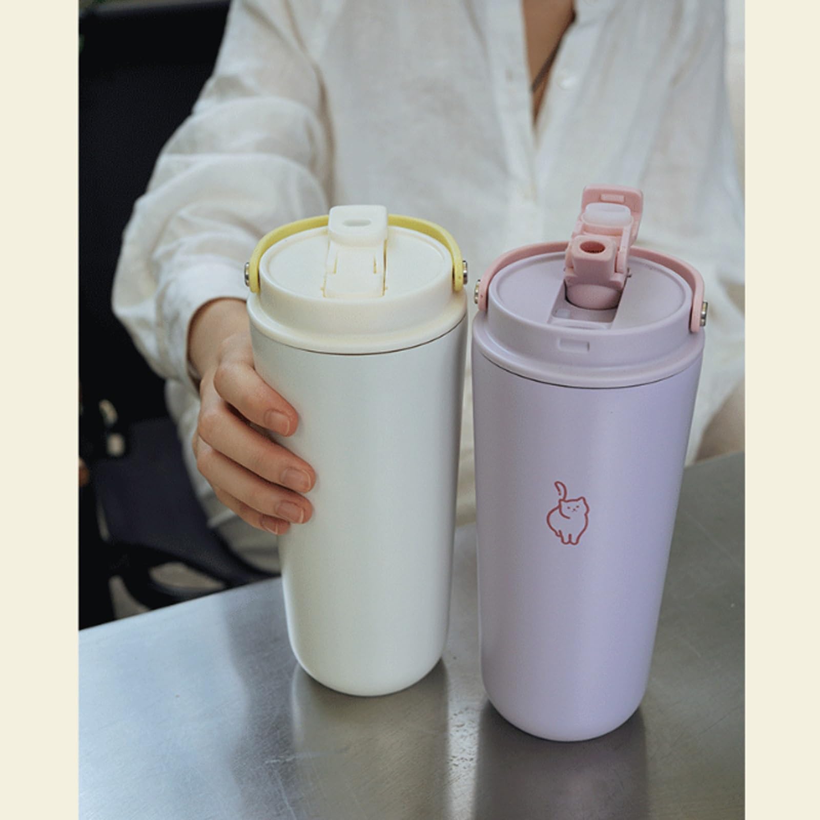 620ml / 21oz, Botella Agua Pajita, Taza Termica, Cómodo para Beber, Portátil y A Prueba de Fugas, para La Escuela, Deportes, Viajes y Campamentos(Black)