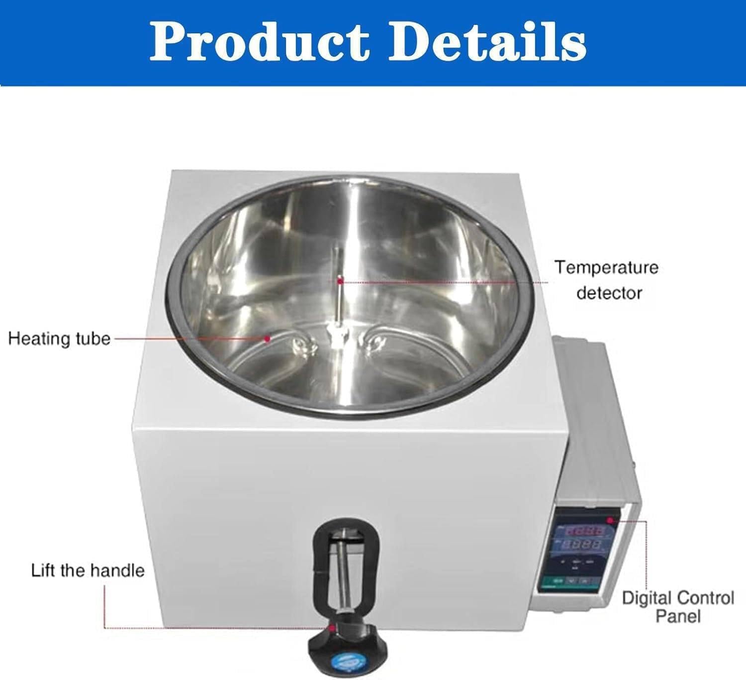 Digitales Thermostat-Laborwasserbad, 5L Edelstahl, konstante Temperaturregelung, PID-intelligentes System, Lift-Typ-Design für Öle und Wasser