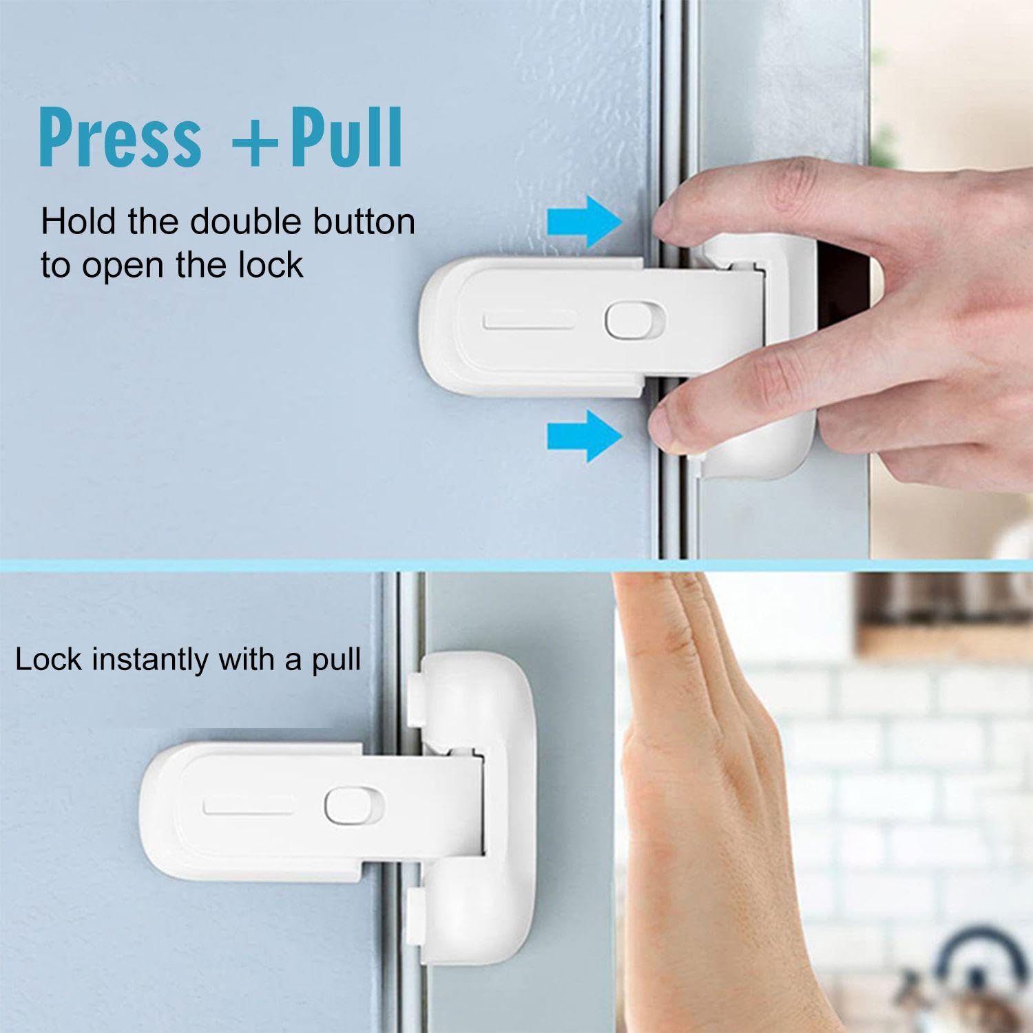 1Pc Refrigerator Lock, 2Pcs Refrigerator Door Closer, Children's Refrigerator Lock, Refrigerator Seal Replacement, Window Child Safety Lock, Anti-Pinch Safety Door Clip - Image 3
