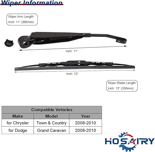 Miniatura 2 de Juego de limpiaparabrisas trasero para Dodge Grand Caravan Chrysler Town and Country 2008-2010 Conjunto de limpiaparabrisas trasero 68078306AA