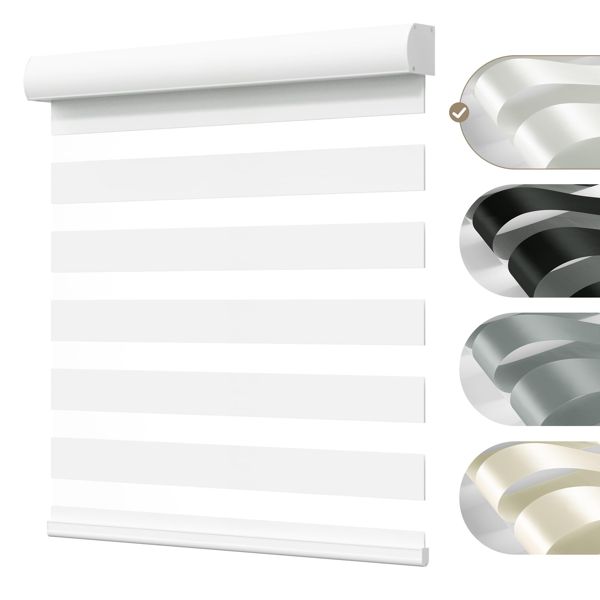 Boolegon Cordless Zebra Blinds for Window，Light Filtering Roller Blinds & Shades,Day and Night Dual Layer Sheer or Privacy,Light Control,Easy to