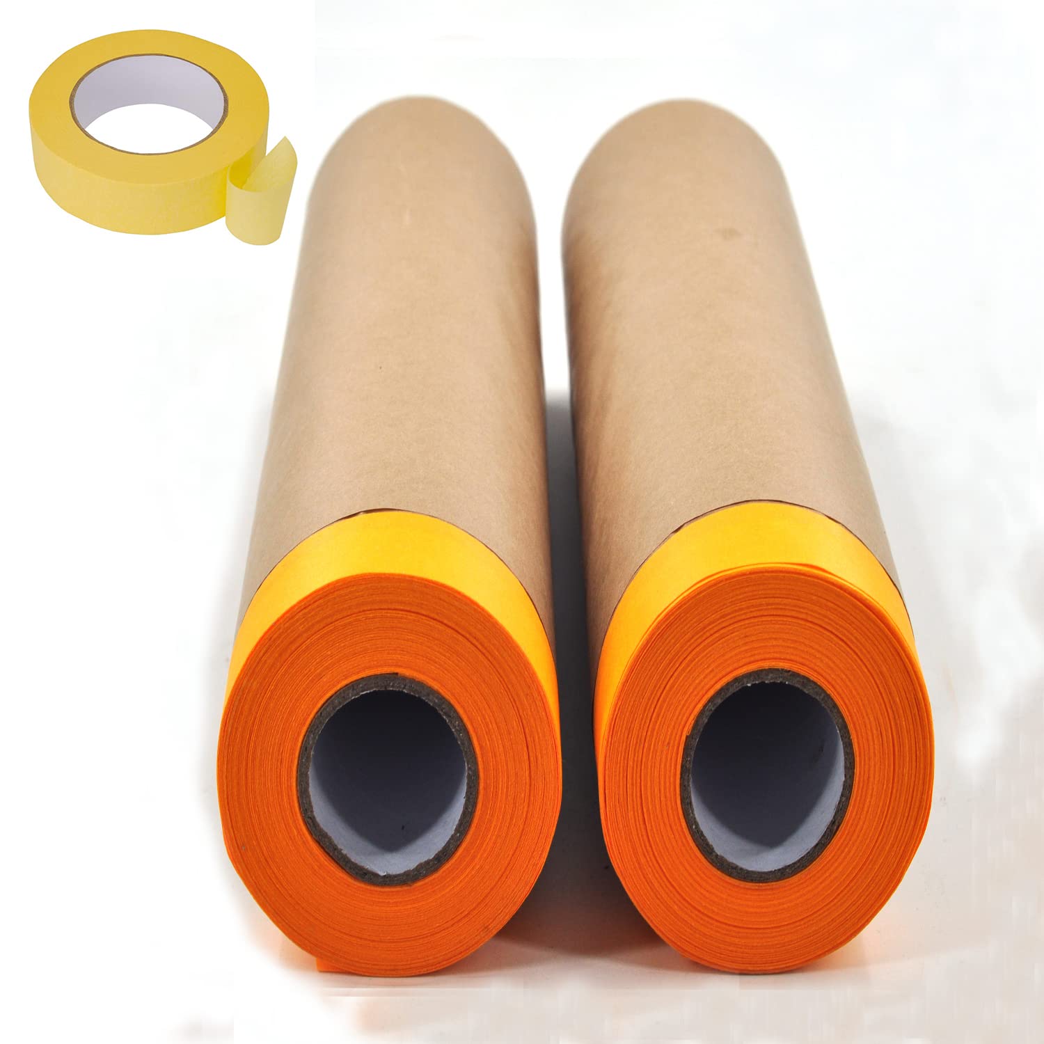 Pre-Taped Paint Masking Paper and Masking Tape Sets,2 Rolls 22inch-50feet Painters Paper and 1 Roll Painters Tape, Automotive Paint Paper, Tape and
