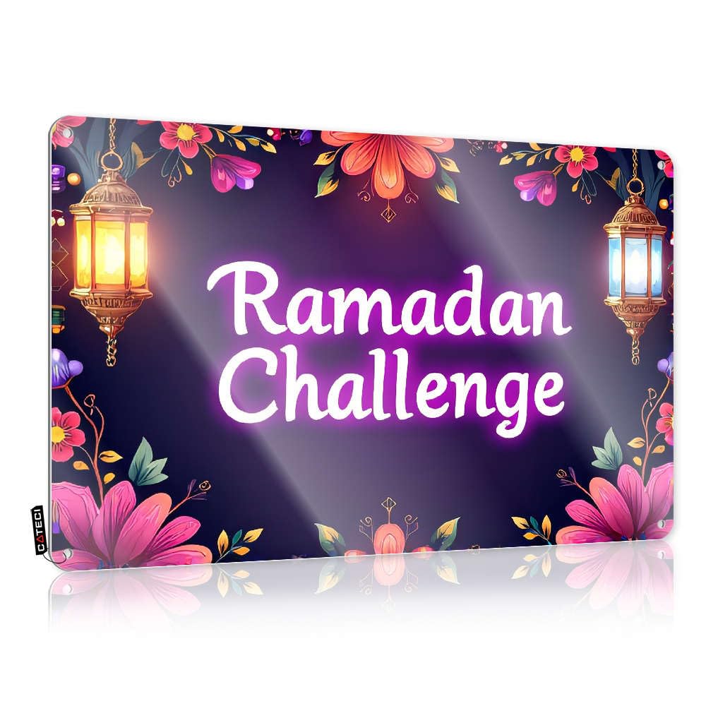 Western Trinket Wall Decor Sign Tin Rules Flat Print Art : Scandinavian & Funny Metal Garden Signs Outdoor - Ramadan Challenge With Colorful Flowers.