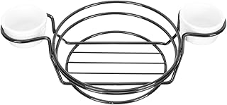 IMIKEYA Black round Iron Snack Basket for Desktop, Japanese Style Fried Chips and Bread Holder, Decorative Multi-function Food Storage Tray for Home and Bar Use,