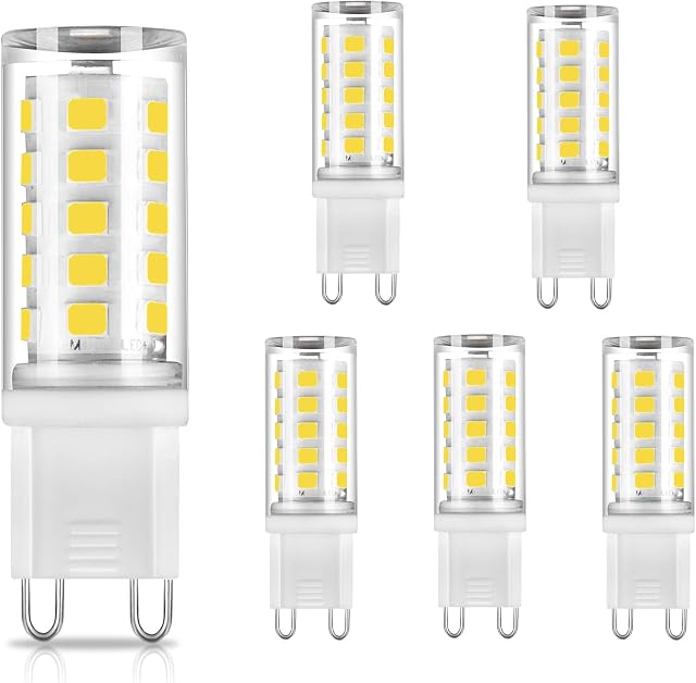 CHEERBEE G9 LED Bulbs Natural White 4000K, 3W G9 LED Light Bulb, 28W 33W 40W Halogen Equivalent, AC 220-240V, 355LM, CRI>85, Mini G9 Capsule LED Bulb for Chandelier, No Flicker, Non-dimmable, 5 Pack