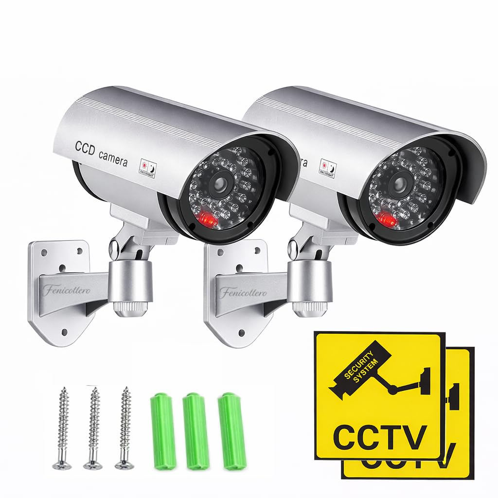 Fenicottero CCTV Dummy Bullet Camera with Flashing Red LED Light, Realistic Looking Surveillance Camera for Indoor & Outdoor Home, Office, Shop, Business, Godown, Home and Garden use (2)