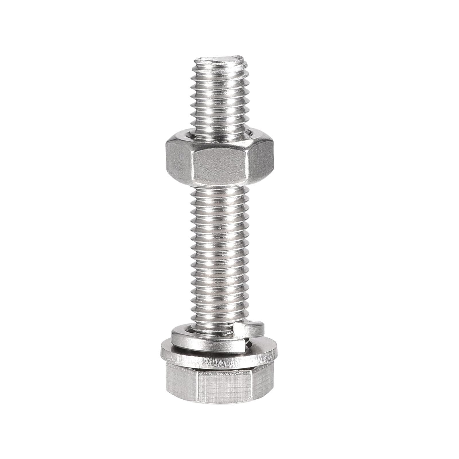 TA-VIGOR 4Pcs M10 x 55mm Hex Head Screws Bolts, Nuts, Flat & Lock Washers Kits, Fully Thread Hexagon Bolts - Image 4