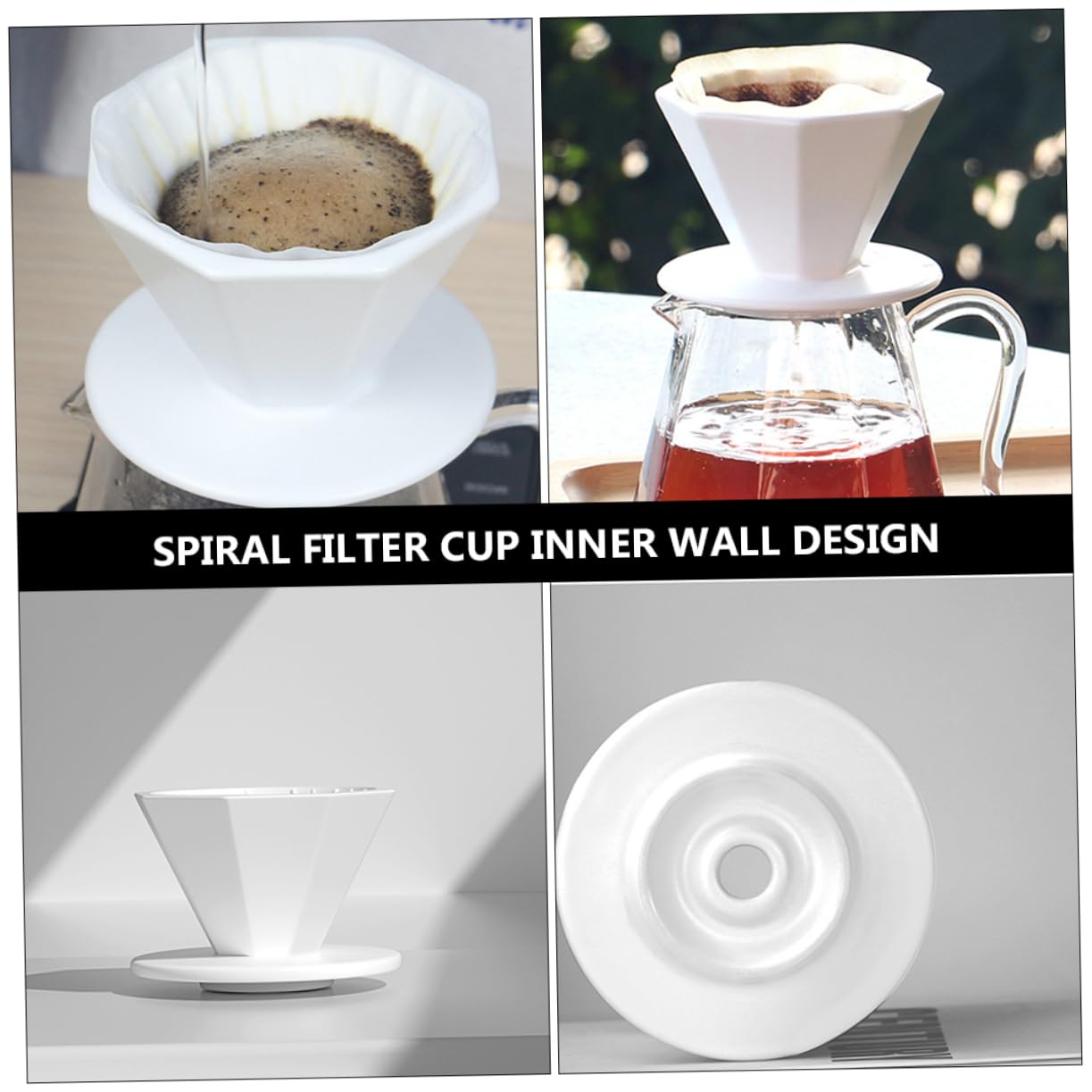 SHINEOFI 2 Piezas 咖啡滤杯 Filtrar Reutilizable Café Filtrado Filtros De Café Con Colador Práctico Filtro De Café Taza De Filtro De Casa Filtro Espesado Embudo De Cafe Casero Cerámica