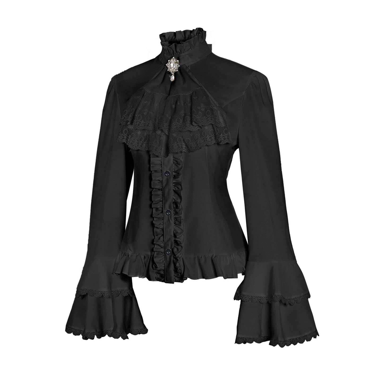 Chemisier Femme gothique pour femme, haut à manches longues et à volants