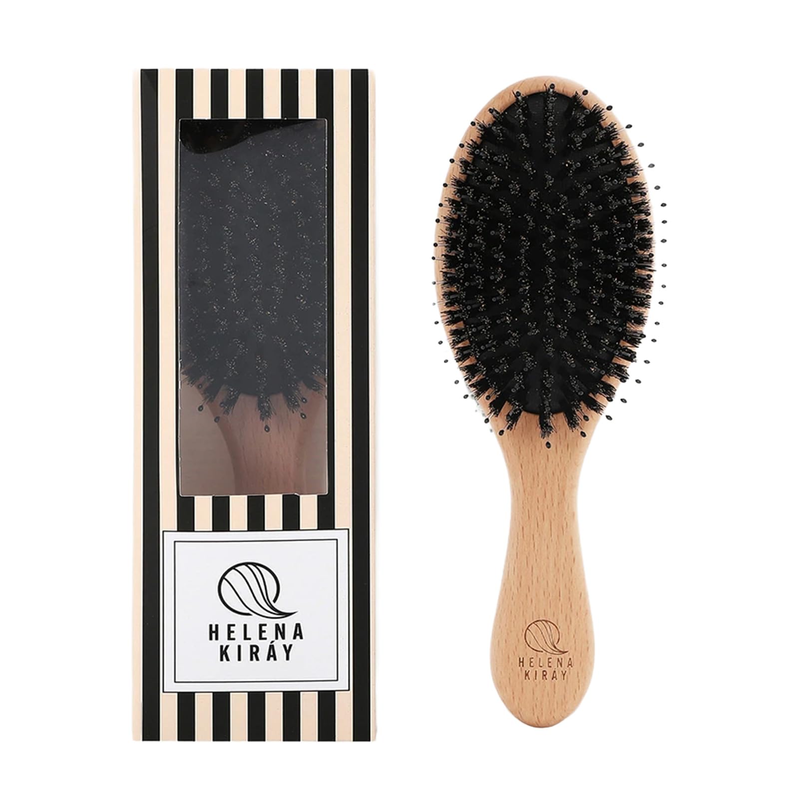 Boar Hair Paddle Brush with Natural Wood Handle