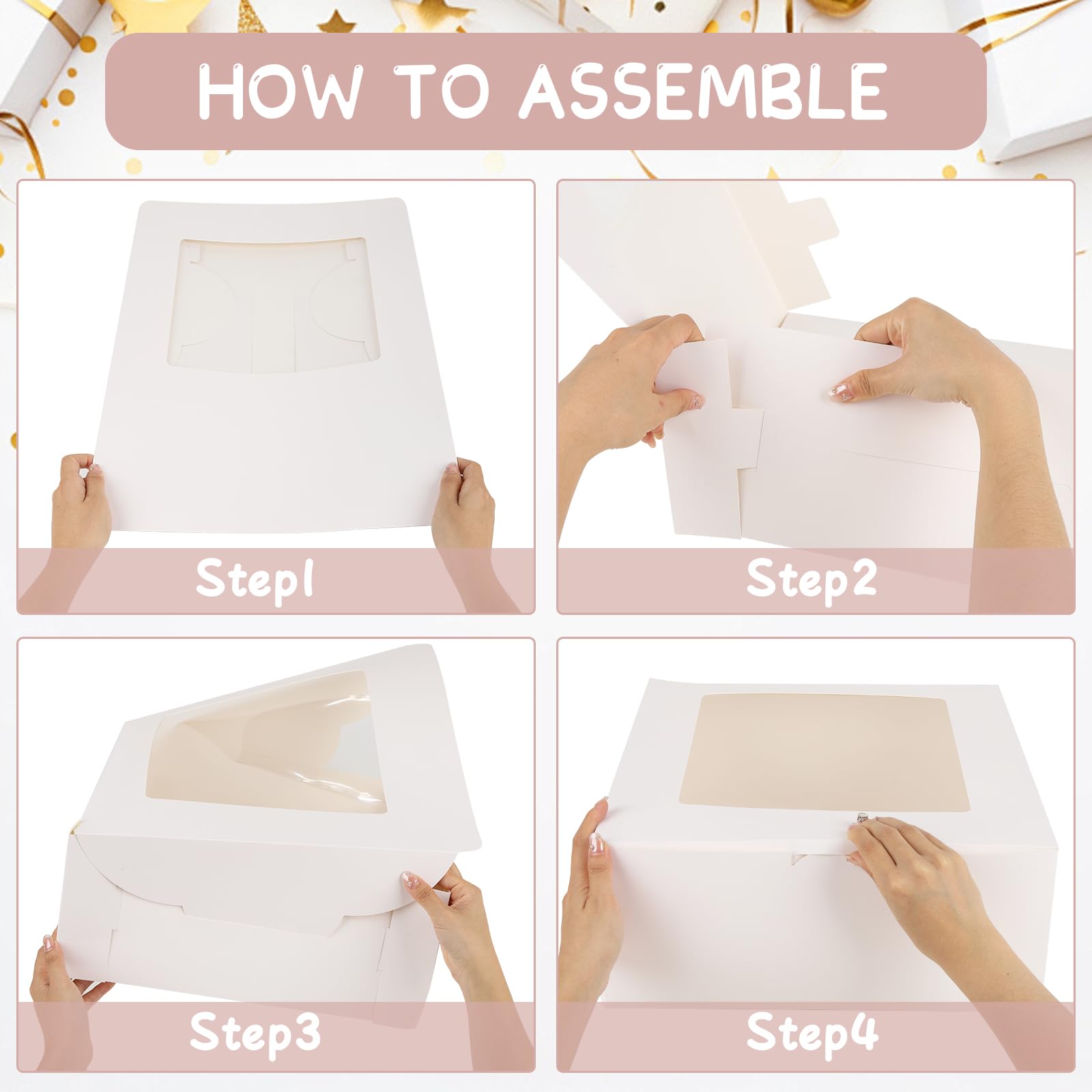 White Cake Boxes with Window - 12 Pack -3 White Cake Boxes with Window - 12 Pack -3