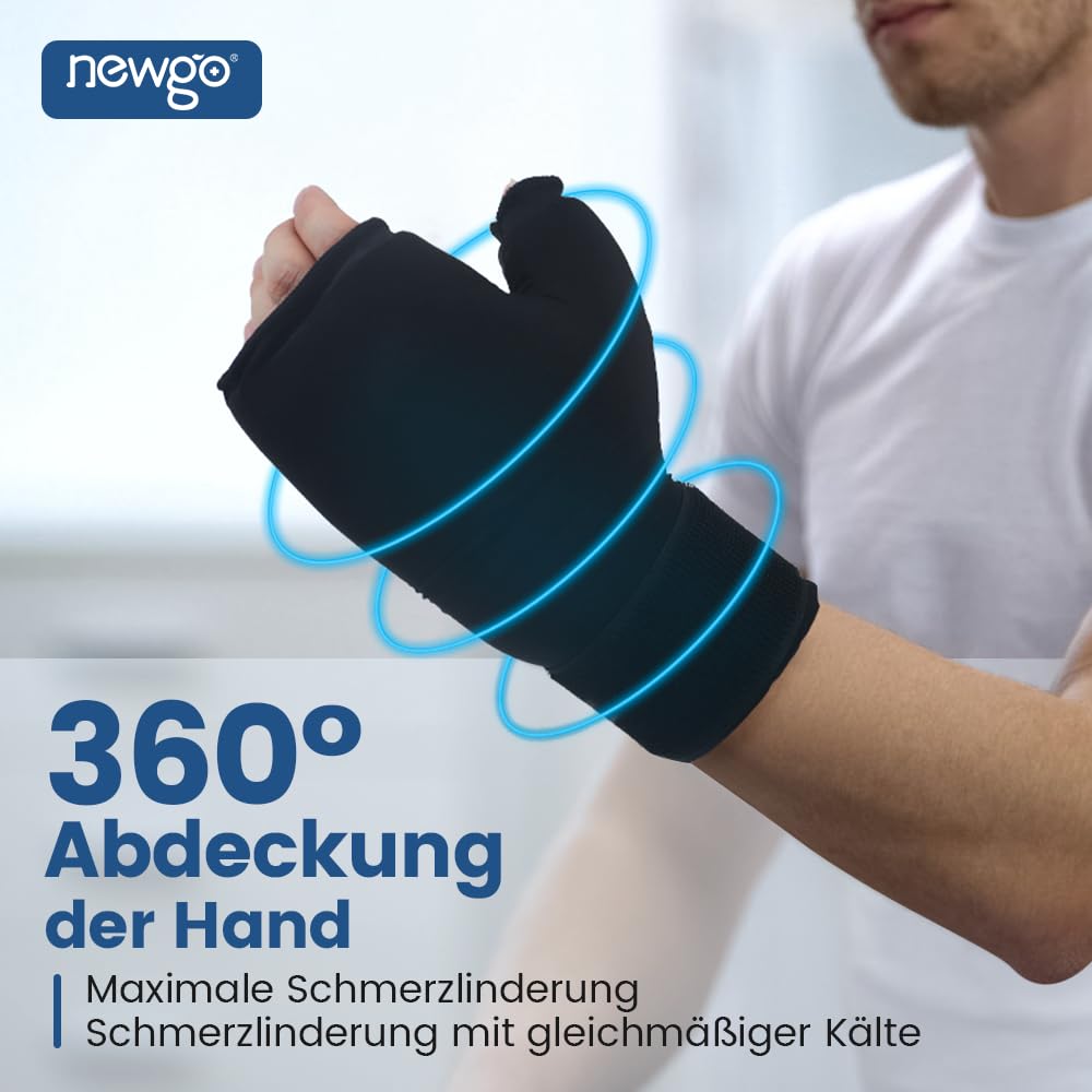 NEWGO Gel Gloves Cooling Gloves Cold & Heat Therapy for Hands, Fingers for Chemo Therapy, Rheumatism, Pack of 2 (Black)