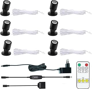 LED Spotlichter für den Innenbereich Schranklicht Bilderlichter Akzentlichter 1W 360° Schwenkbar Mini led spot für Schrank, Flur, Galerien, Geschäfte, Schmuckschrank (Warmweiß-6 Stück)