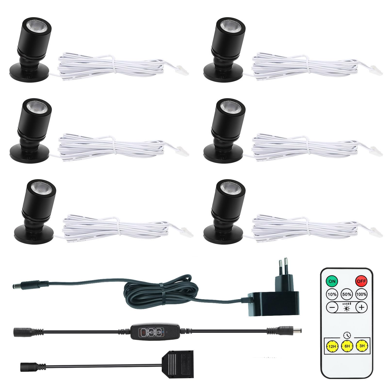 Monsing Focos LED para uso en interiores, iluminación para armarios, luces para cuadros, luces de acento, mini foco LED giratorio de 1 W para armarios, pasillos, galerías, tiendas, joyeros