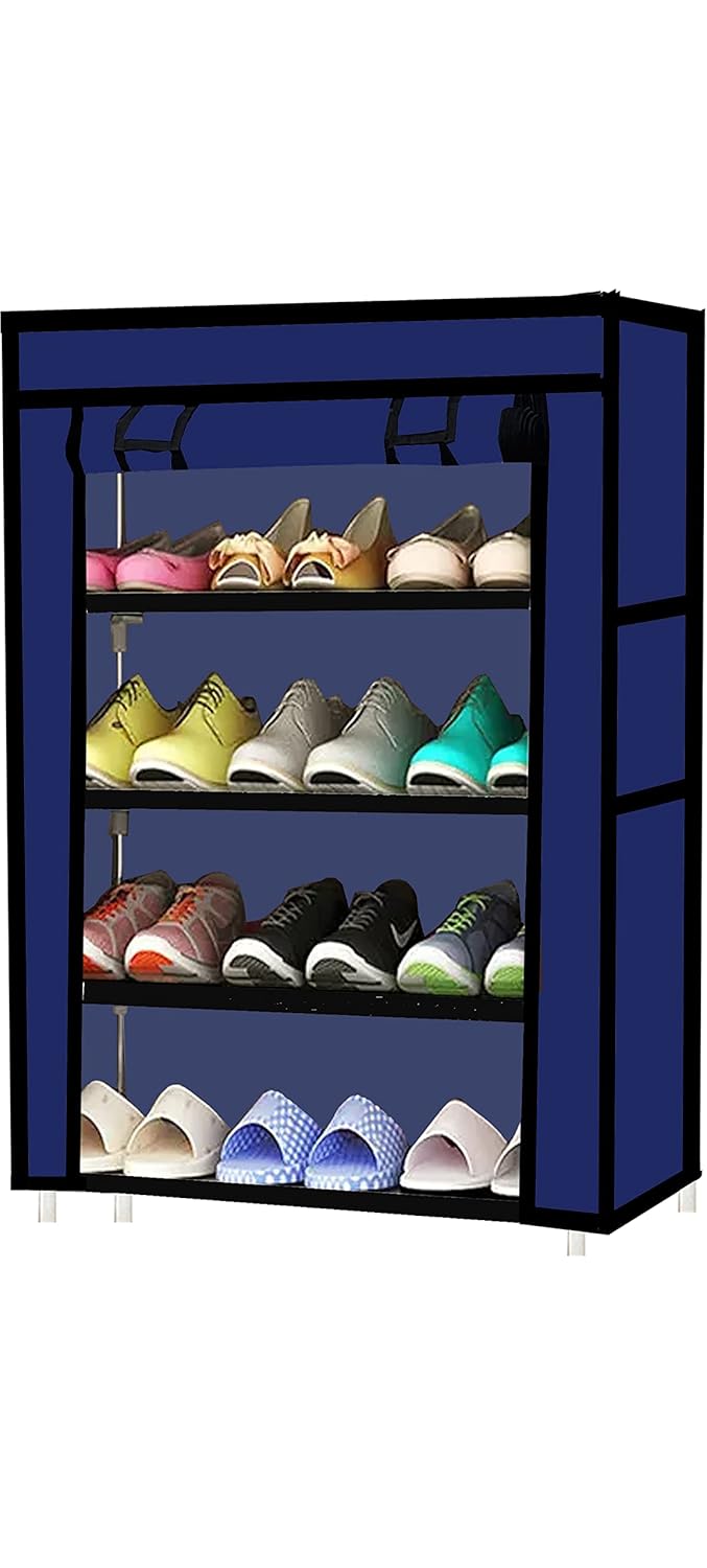 ROBMOB® Multipurpose Foldable 4 Layer Metal Shoe Rack for Home