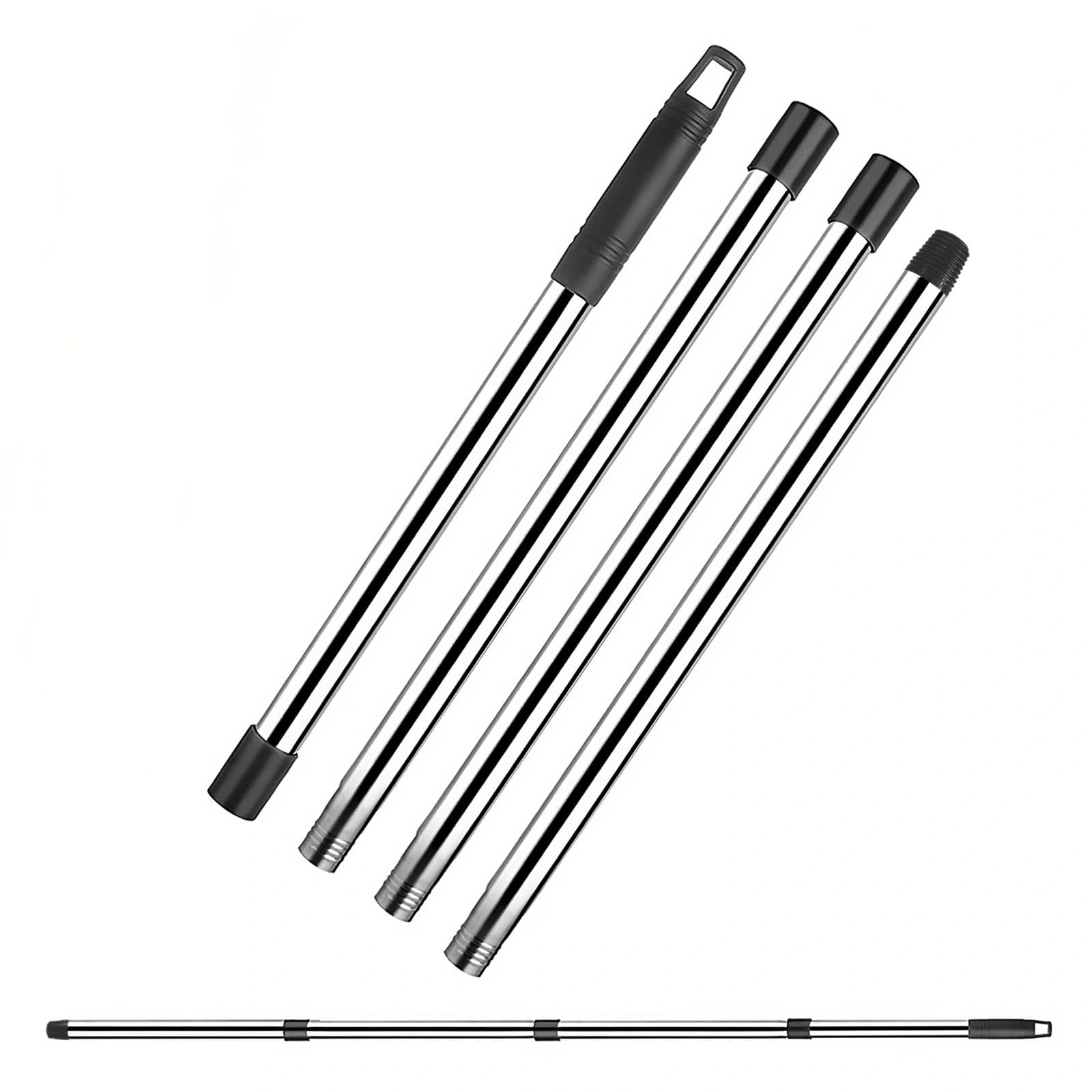 Bastone Telescopico 1 Set Acciaio Inossidabile Manico Telescopico, Impiombato Bastone Telescopico, Lunghezza della giunzione 147 cm, Bastone Allungabile per Pulizia, per Case, Hotel Scuole