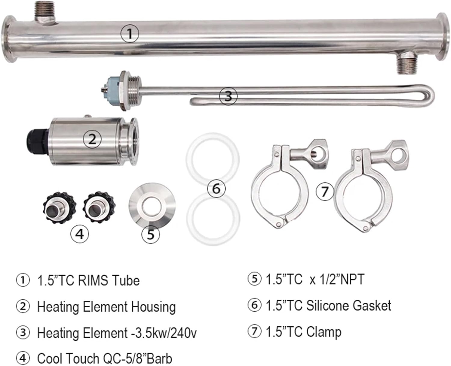 1.5" TC Recirculating Infusion Mash System (RIMS) - 240V Electric Brewery for Perfect Wort Control(240V 3500W)