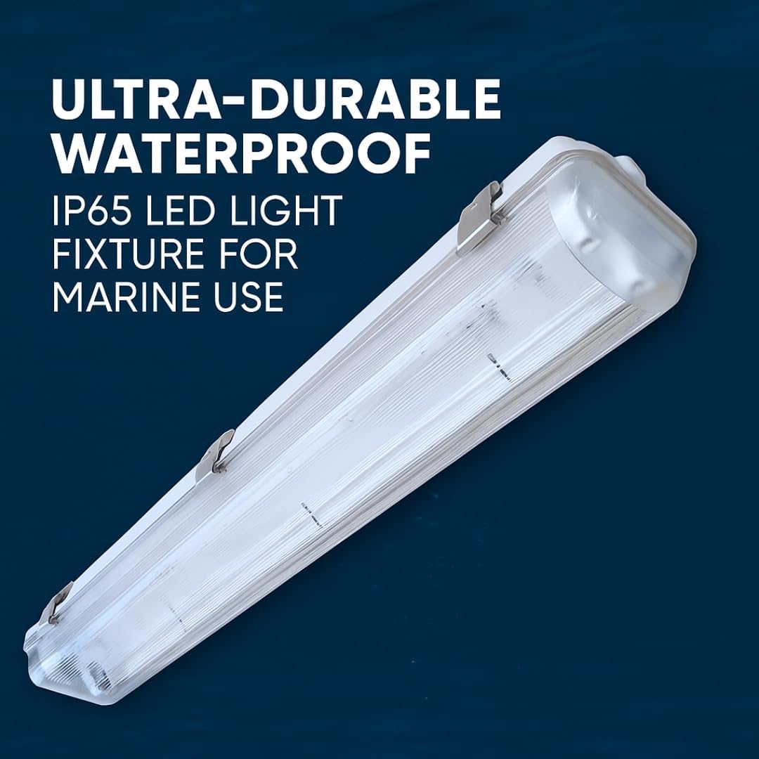 Ultra-Durable Waterproof IP65 LED Light Fixture for Marine Use – Clear Lens | 2x2FT & 2x4FT Variants – Rugged Polycarbonate Build for Harsh Environments (2X2)