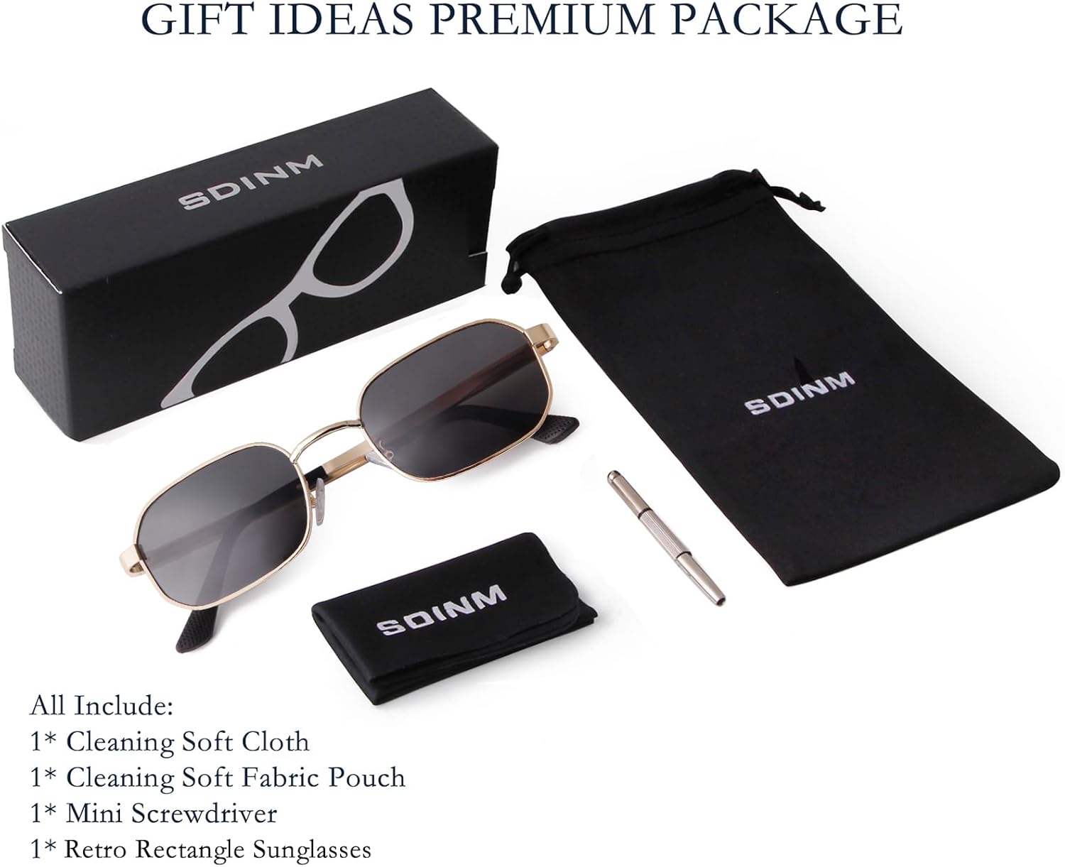 SDINM Polarized Sunglasses Men Women Retro Vintage Square Gold Metal Frame Sun Glasses Fashion Rectangle Shades - Image 7