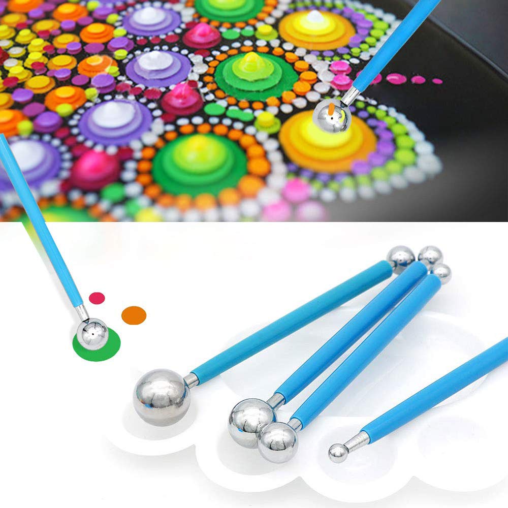 Kit Peinture Mandala 38 Pièces - Outils Pointillage, Pochoirs, Pinceaux - Pour Rochers, Toile, Papier