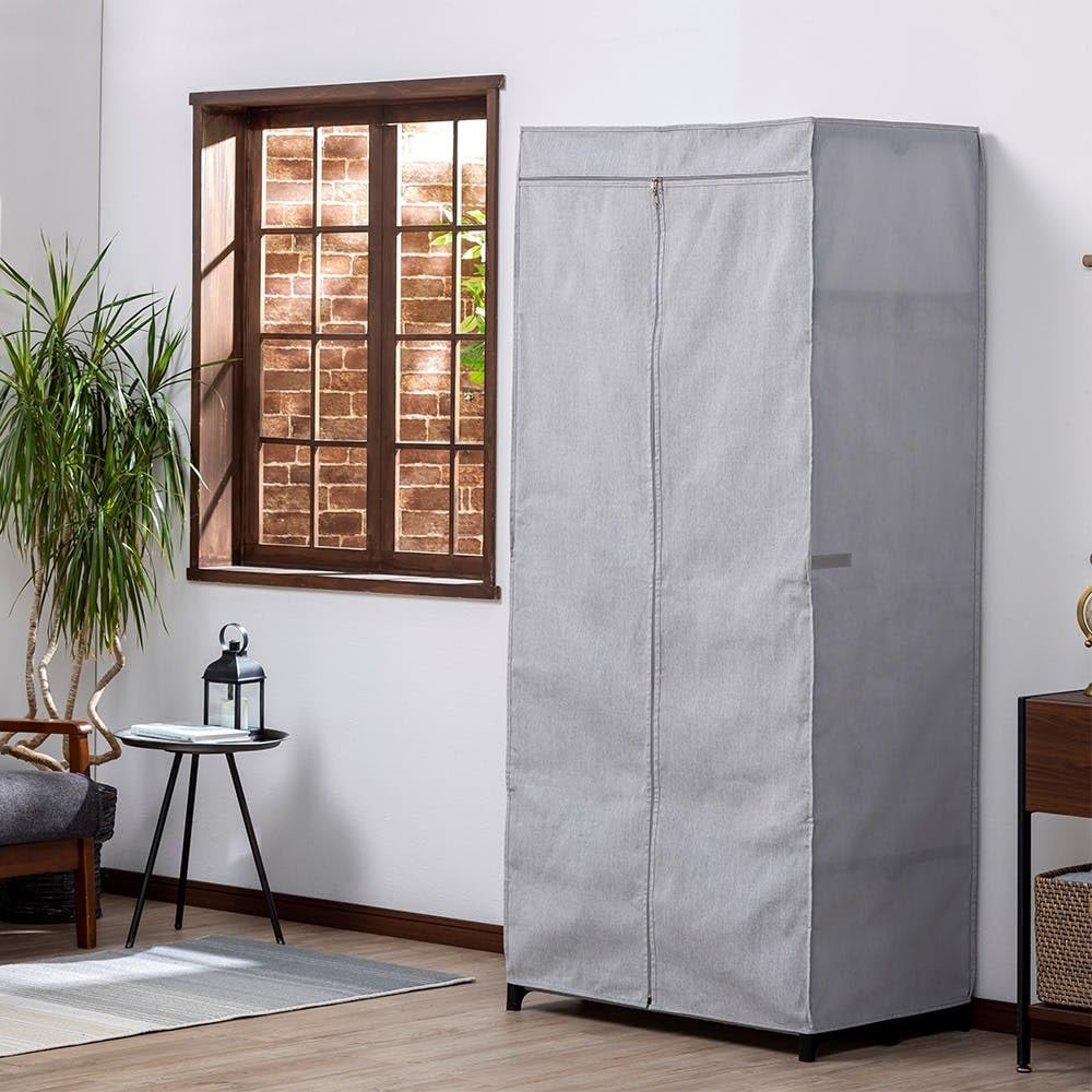 Amazon｜カインズ(CAINZ) カバー付きワードローブ グレー 幅78cm 奥行