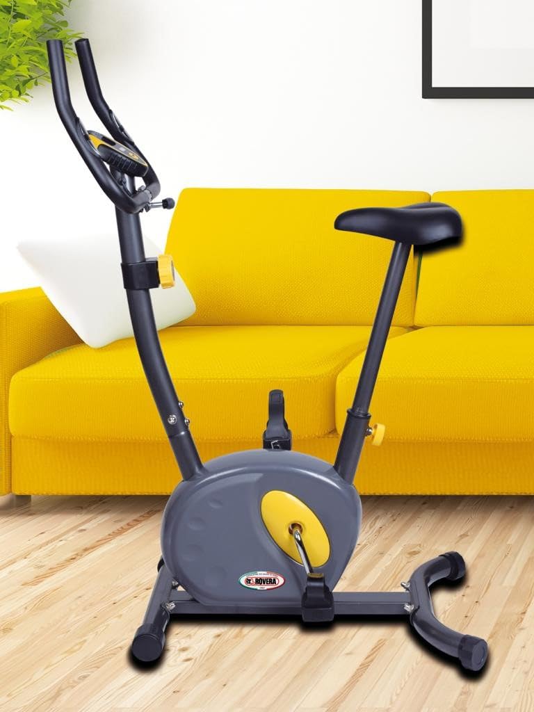 ROVERA Cyclette Magnetica da Casa, Ciclocamera Compatta con Cardiofrequenzimetro, 8 Livelli di Resistenza, Display Multifunzione e Sella Regolabile - Home Fitness, Max 100kg