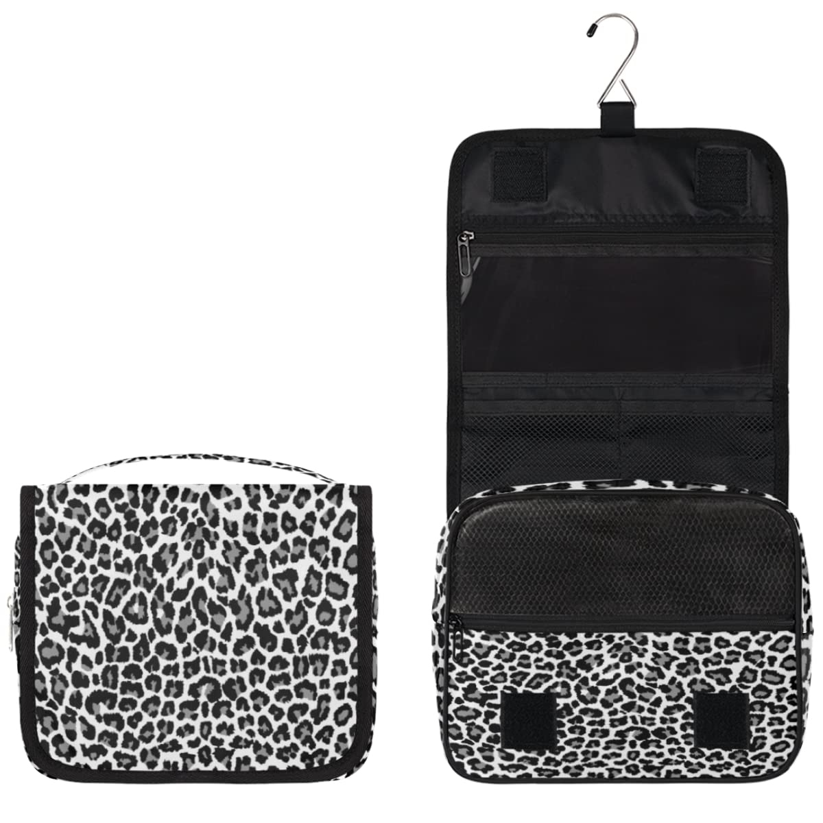 Podróżna kosmetyczka w panterkę czarna lampart nadruk torba do mycia torebka unisex wiszące przybory toaletowe organizer na kosmetyki, wielobarwny, Jeden rozmiar