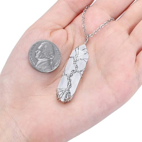 Miniatura 10 de PESOENTH Árbol de la vida Reiki - Collar con colgante de cuarzo transparente con piedra de energía de cristal curativo de reiki, envuelto en alambre