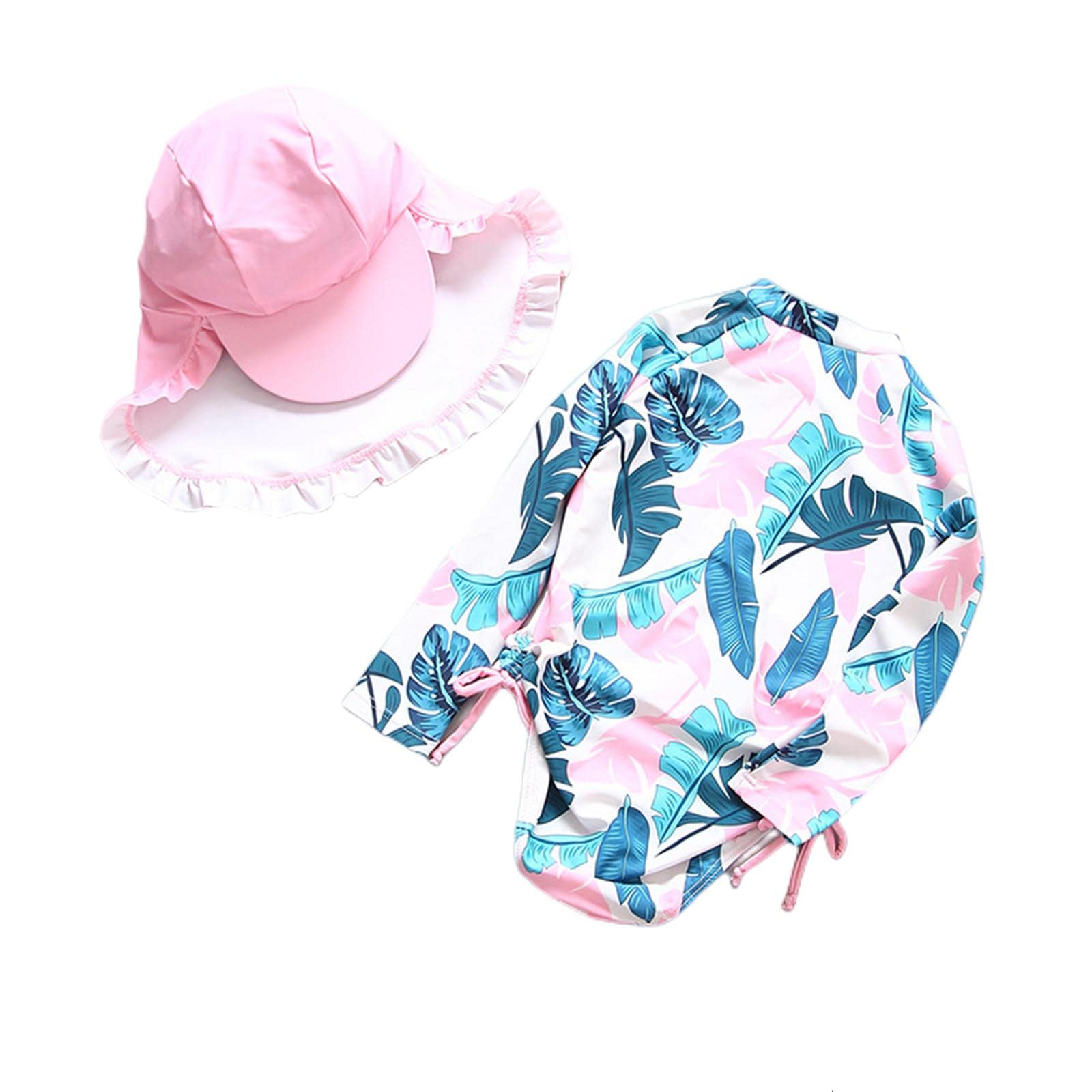 Maillot de Bain 1 Pièce Fille 1~8Y Maillot De Bain pour Les Filles Body Hat-Pink,100 Cm(3-4 Y)