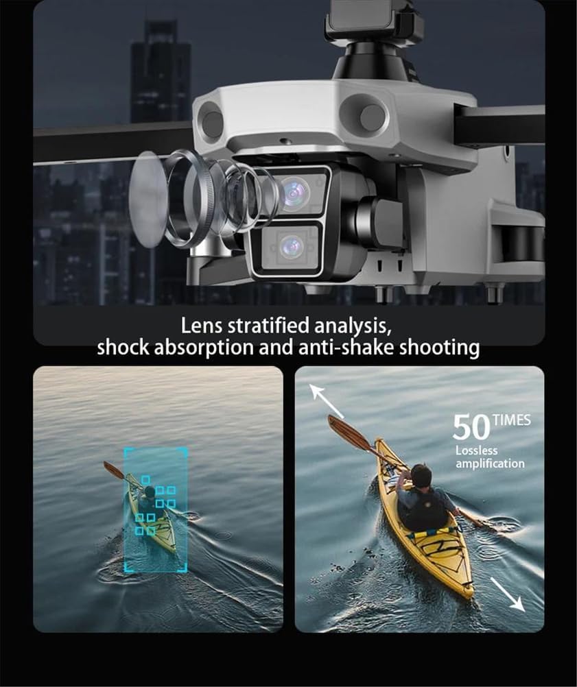 Drone camera lens with stratified analysis and anti-shake technology