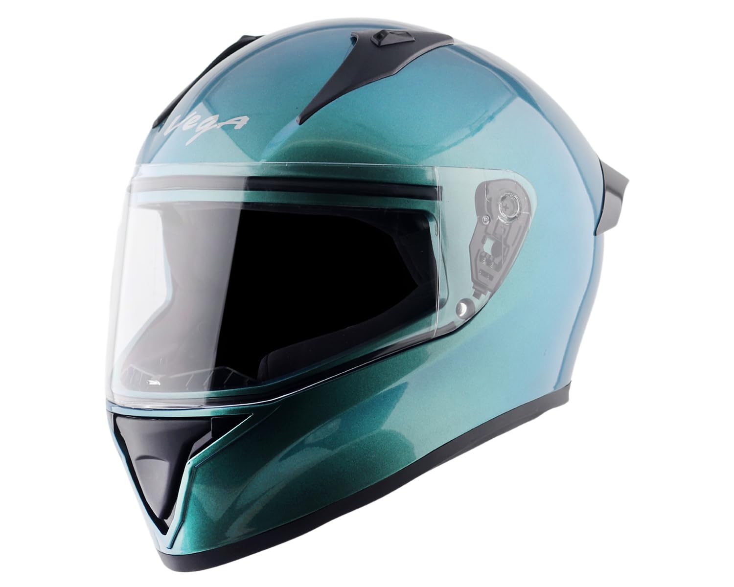 Vega Bolt Dual Tone ISI and DOT Certified Gloss Finish Full Face Helmet with its Shifting Shades, for Men with Clear Visor- Aqua Blue-M-image-46