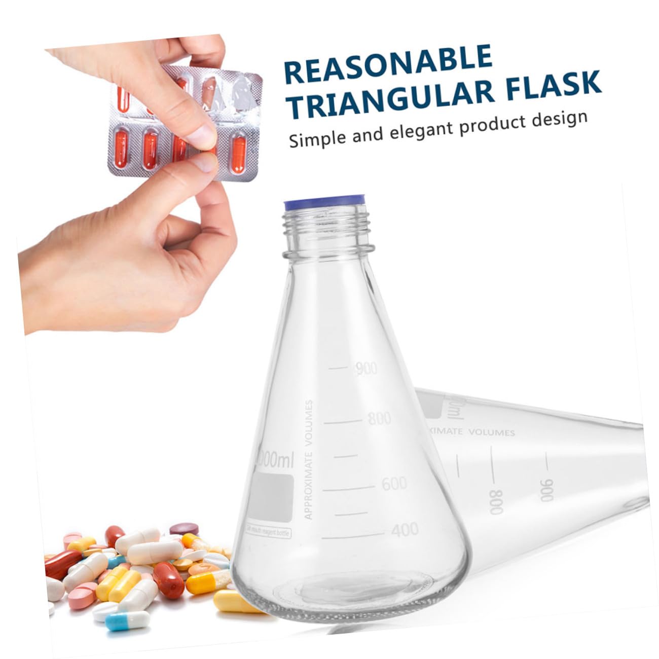 GLEAVI 2pièces Flacons Coniques pour Réactifs Verre avec Bouchon à Vis Bleu et Graduation Matériel de Laboratoire