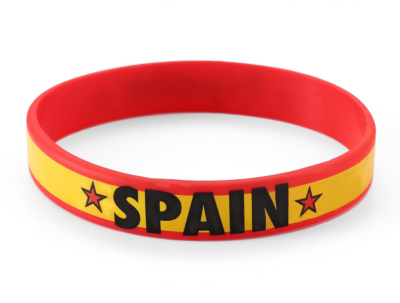 Komonee 25 x Spain Red World Cup Sports Event Football Country National Flag Silicone Wristbands