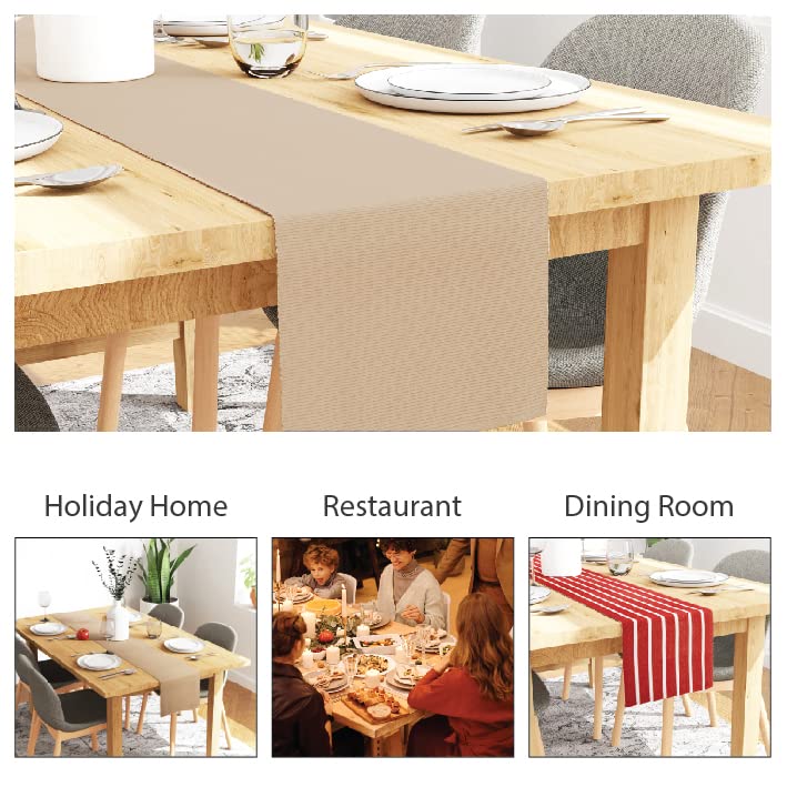 Encasa XO Dining Table Runner 32x150 cm, Solid Beige - Image 3