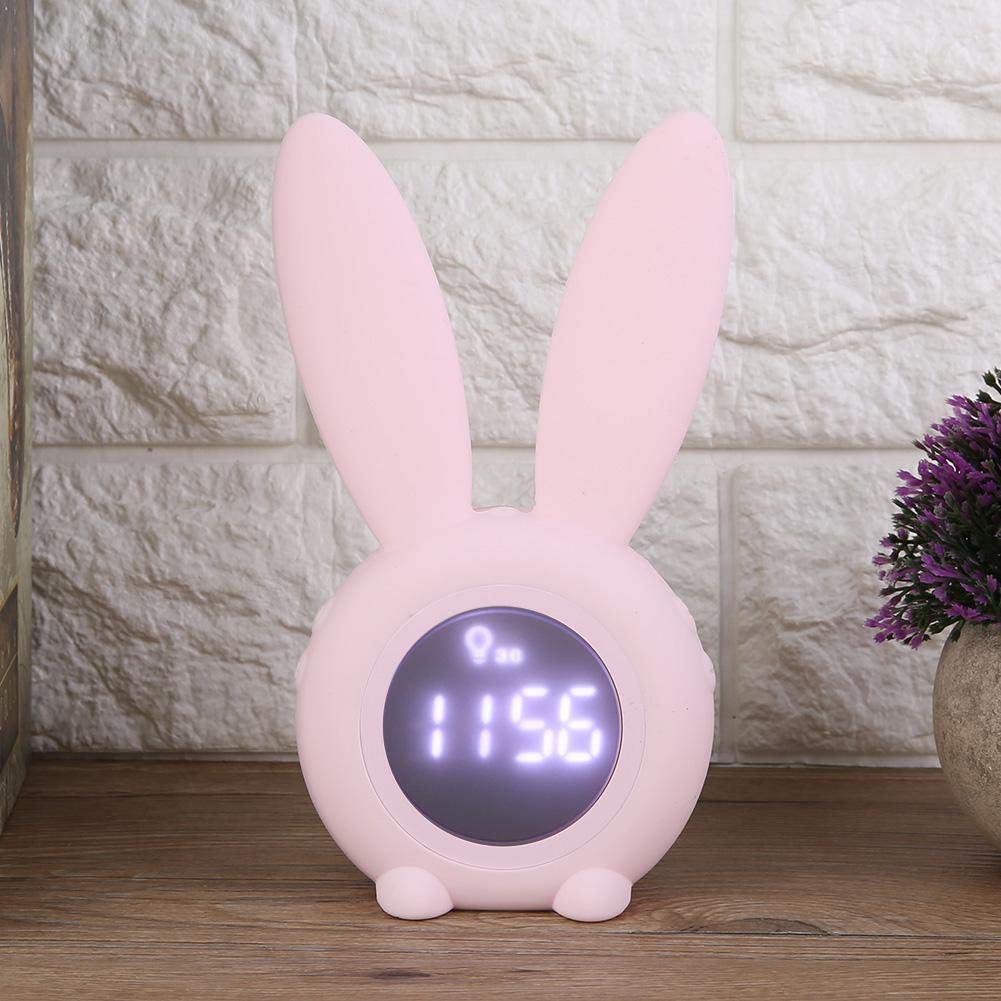 Fdit Multifunktions Cartoon Kaninchen LED Bildschirm Timing Alarm Temperatur Tischuhr MEHRWEG VERPACKUNG(Rosa)
