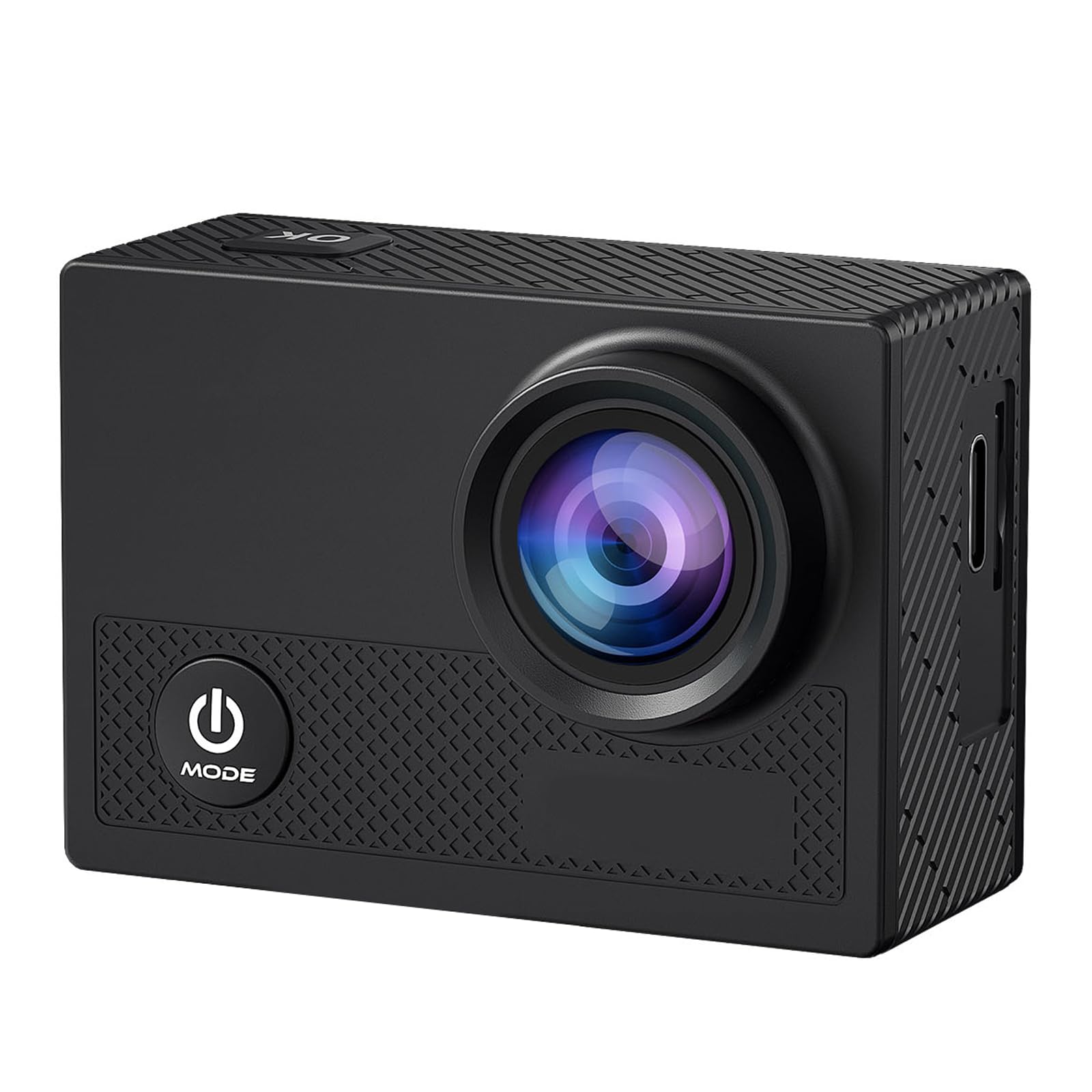 Hiicam Action Camera Speed 60 4K60FPS 48MP WiFi with 2.35" HDR Touch Screen EIS 8X Zoom Remote Control,Bare Machine Waterproof 33FT with Waterproof Case 131FT, 2x2150mAh Battery - Gentle Black