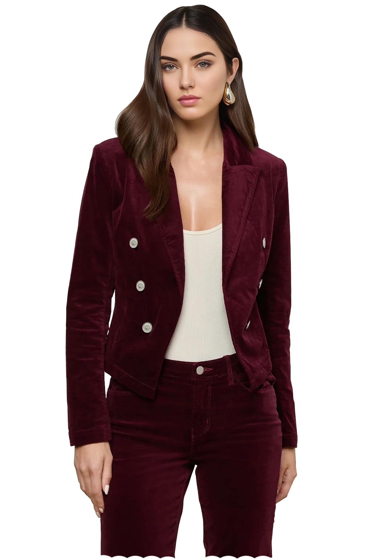 Trendy Velvet Suit for Women 2 Pieces Womens Suit Casual Double Breasted Womens Slim Fit Holiday Outfits
