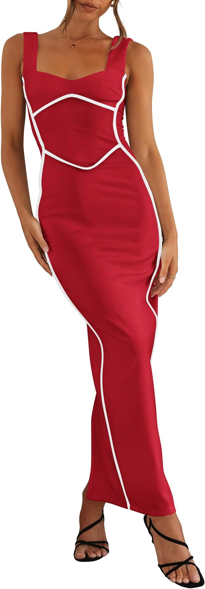 adidas red long dress