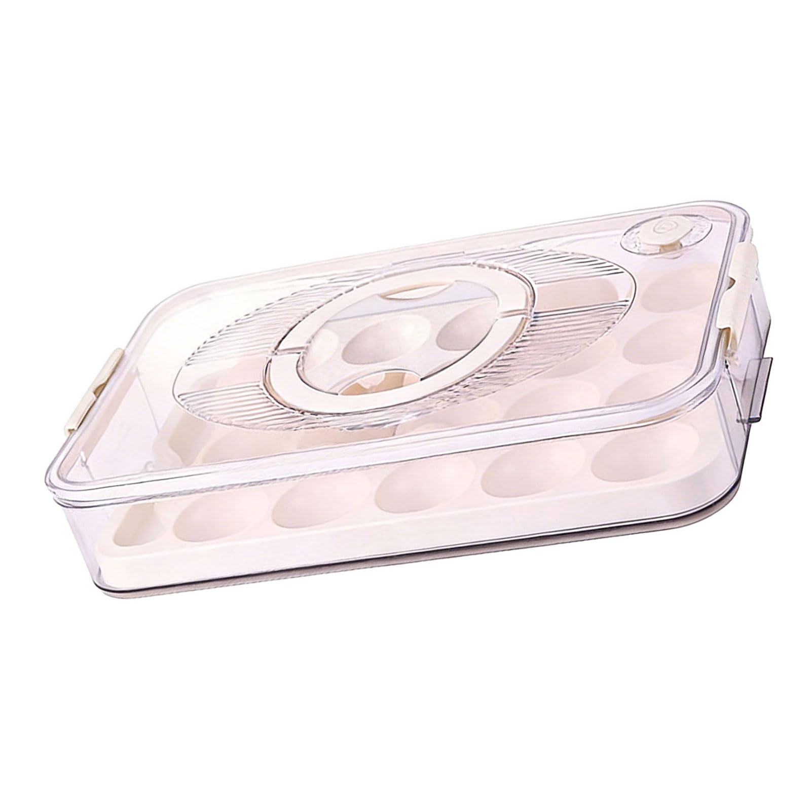 Whoasyst Stackable Refrigerator Eggs Organizers with Handles and Latches Keep Secure During Travel Tray with Lid Storage Container