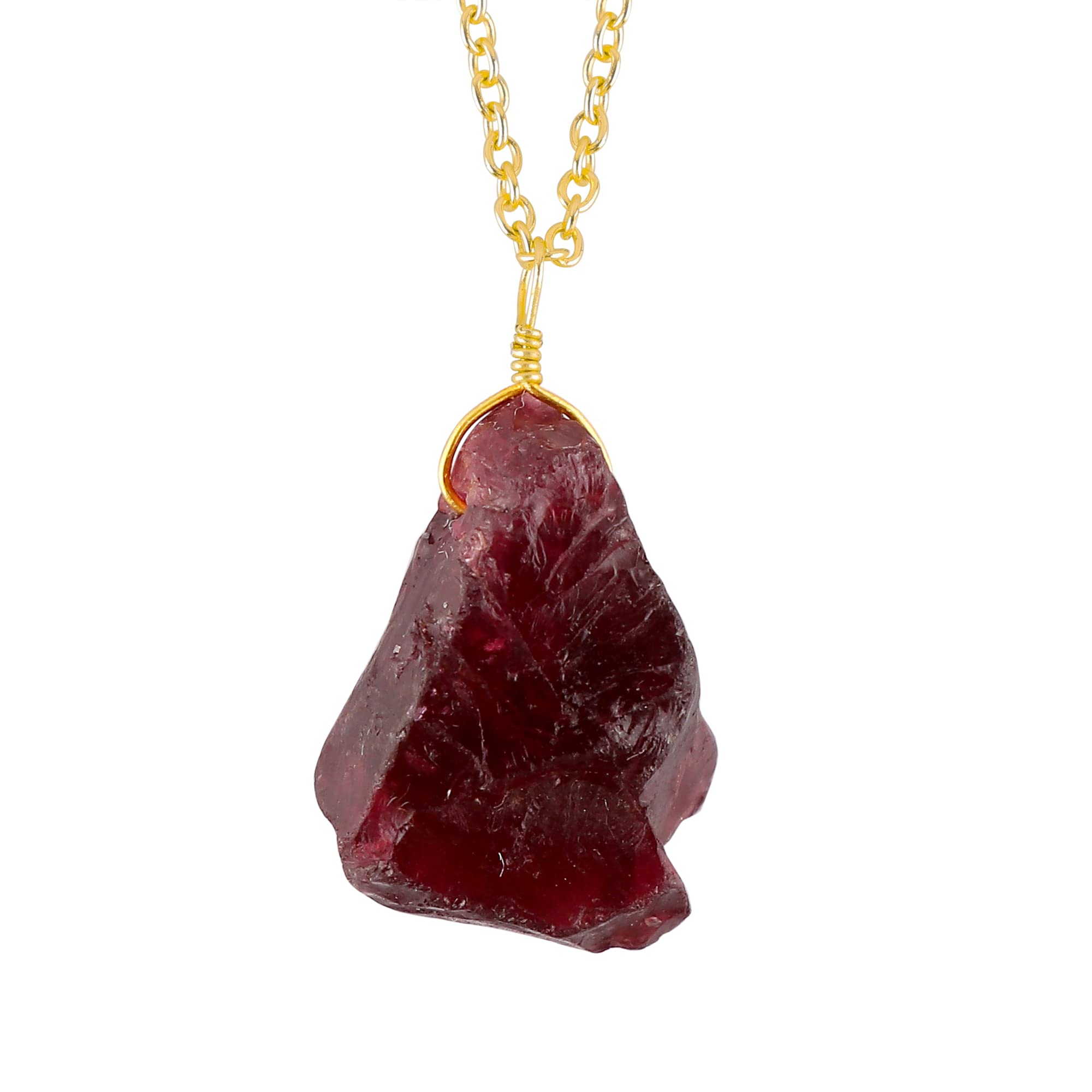 Generic Raw Red Garnet Necklace, Gold Plated Necklace, Rough Gemstone Crystal, Healing Stone, January Birthstone, Layering, Girlfriend, Gift for Her, Dainty Necklace, Friendship Day