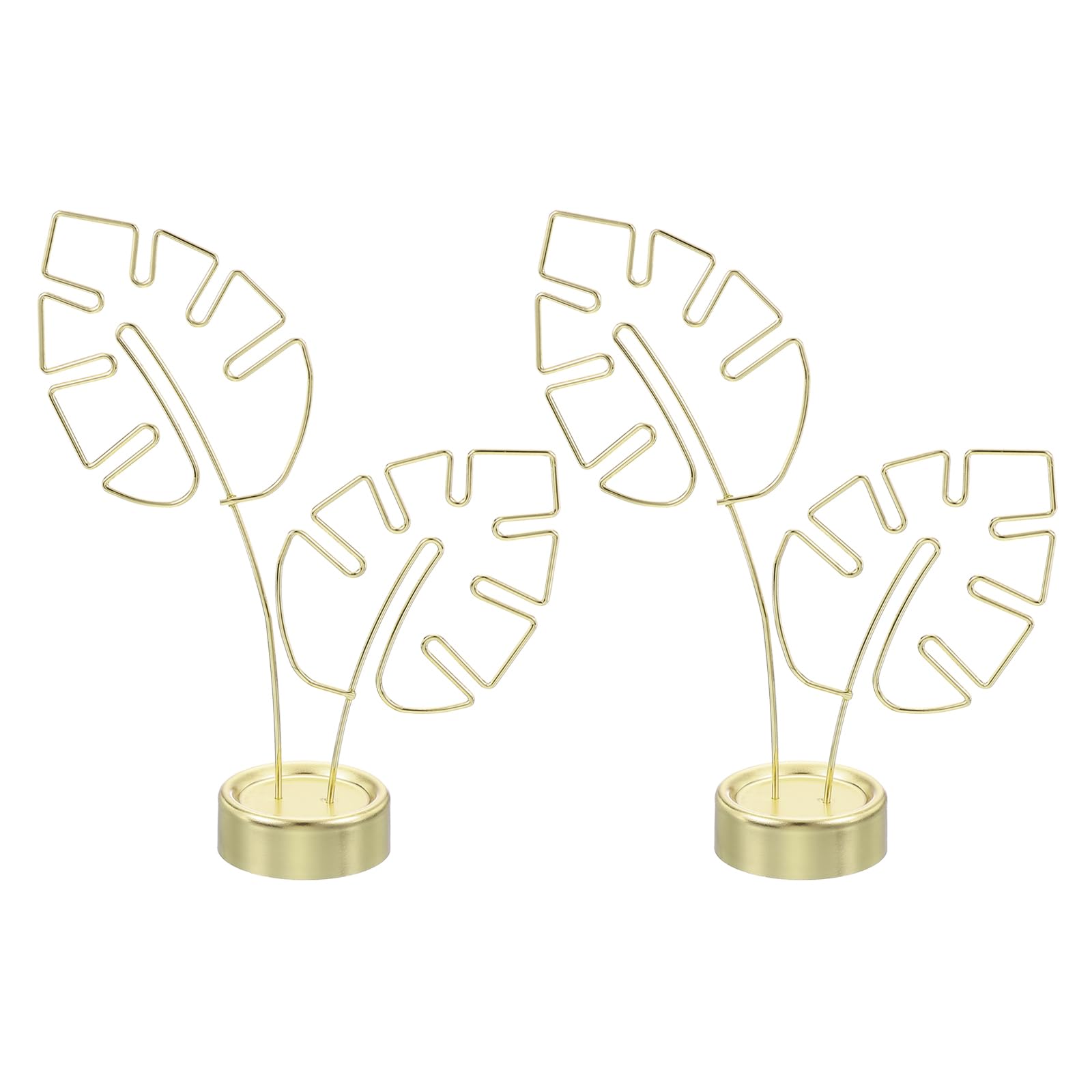 PATIKIL Monstera Memo Clip, 2 Pcs Table Card Holder Message Note Cards Display Photo Display Stand for Memo Paper Photo Wedding Desk Office Home Store Supplies, Gold Tone