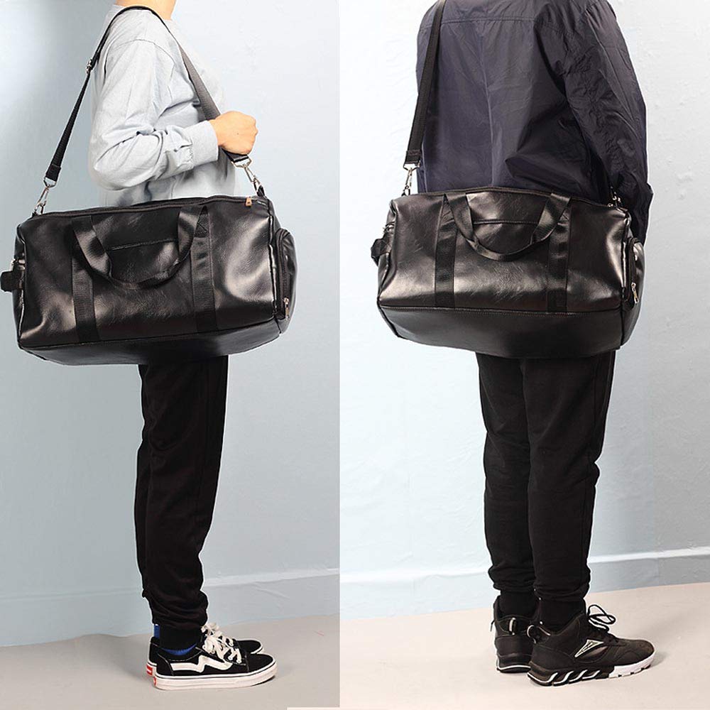 Bolsa de deporte con compartimento para zapatos, compartimento húmedo, bolsa de viaje de piel sintética, grande, impermeable, bolsa de fitness, fin de semana, para deporte, fitness, viajes,