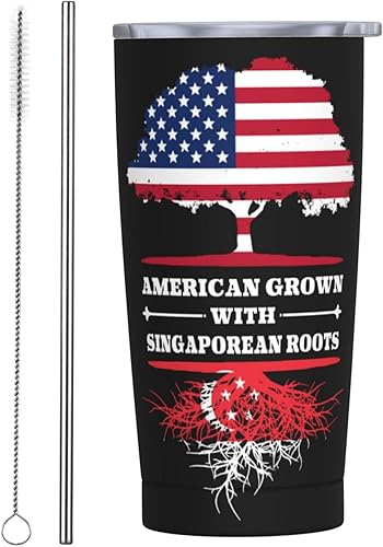 Miniatura 10 de Taza divertida de acero inoxidable con raíces portuguesas, taza de agua de acero inoxidable 304 con pajita, 20 onzas, 20.3 fl oz, adulto, joven,